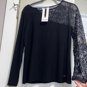 Black Lace Sleeve Top